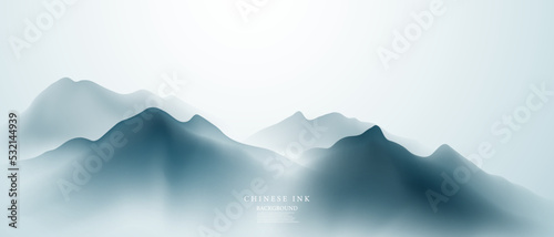 modern design vector illustration of gorgeous chinese ink landscape painting