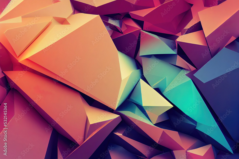Fototapeta premium Colorful abstract shapes graphic background, 3d render, 3d illustration