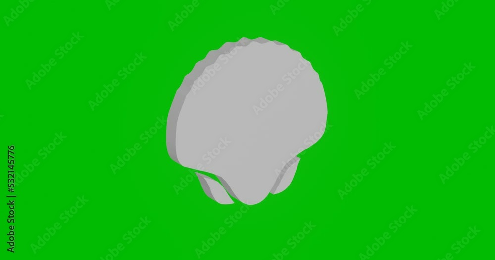 Animation of rotation of a white sea shell symbol with shadow. Simple and complex rotation. Seamless looped 4k animation on green chroma key background Animation of rotation of a white sea shell symbol with shadow. Simple and complex rotation. Seamless looped 4k animation on green chroma key background