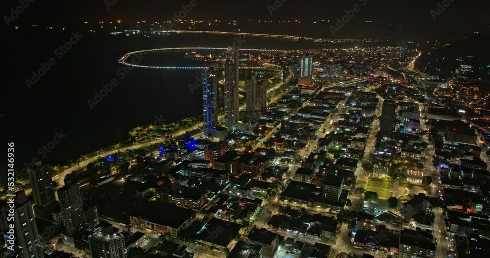 Panama City Aerial v5 hyperlapse pull out shot capturing street traffic and night lavish cityscape of casco antiguo historic district and surrounding neighborhood - Shot with Mavic 3 Cine - April 2022 Panama City Aerial v5 hyperlapse pull out shot capturing street traffic and night lavish cityscape of casco antiguo historic district and surrounding neighborhood - Shot with Mavic 3 Cine - April 2022