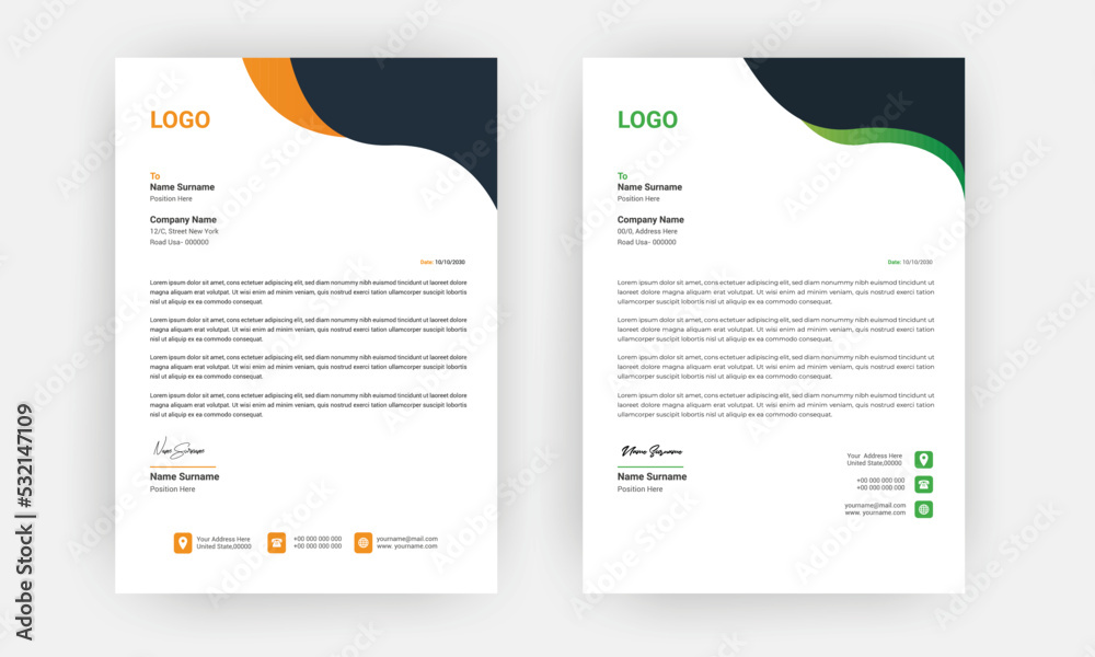 Obraz premium Creative letterhead , Elegant and minimalist style letterhead template design,A4 sizes 