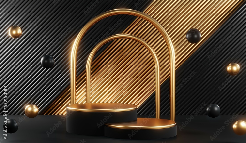 3D rendering of blank product background for cream cosmetics Modern black podium background 3D rendering of blank product background for cream cosmetics Modern black podium background