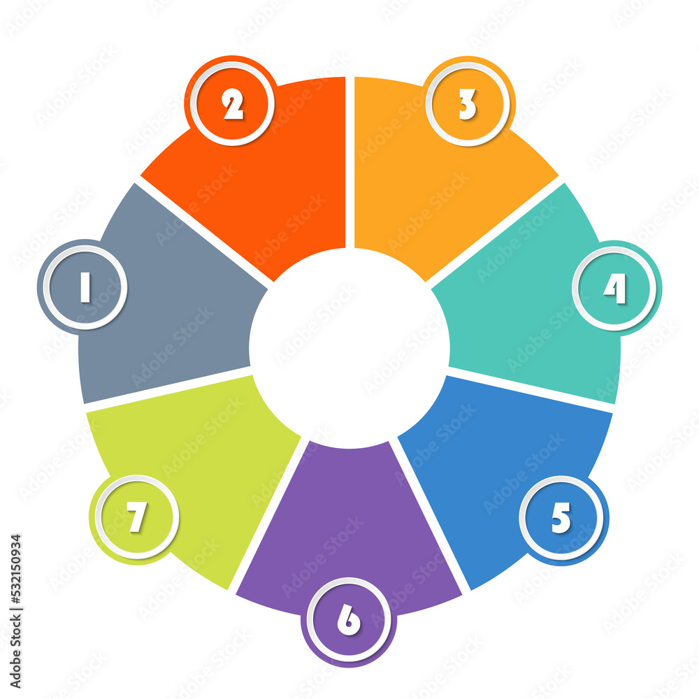 Basic circle infographic with 7 steps, process or options. Basic circle infographic with 7 steps, process or options.