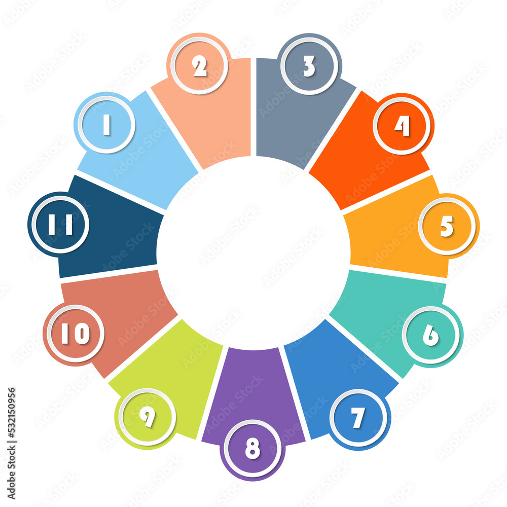 Basic circle infographic with 11 steps, process or options. Basic circle infographic with 11 steps, process or options.