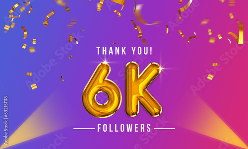 Thank you, 6k or six thousand followers celebration design, Social Network friends, followers celebration background