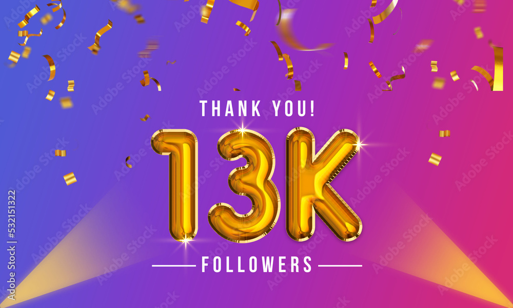 Thank you, 13k or thirteen thousand followers celebration design, Social Network friends,  followers celebration background