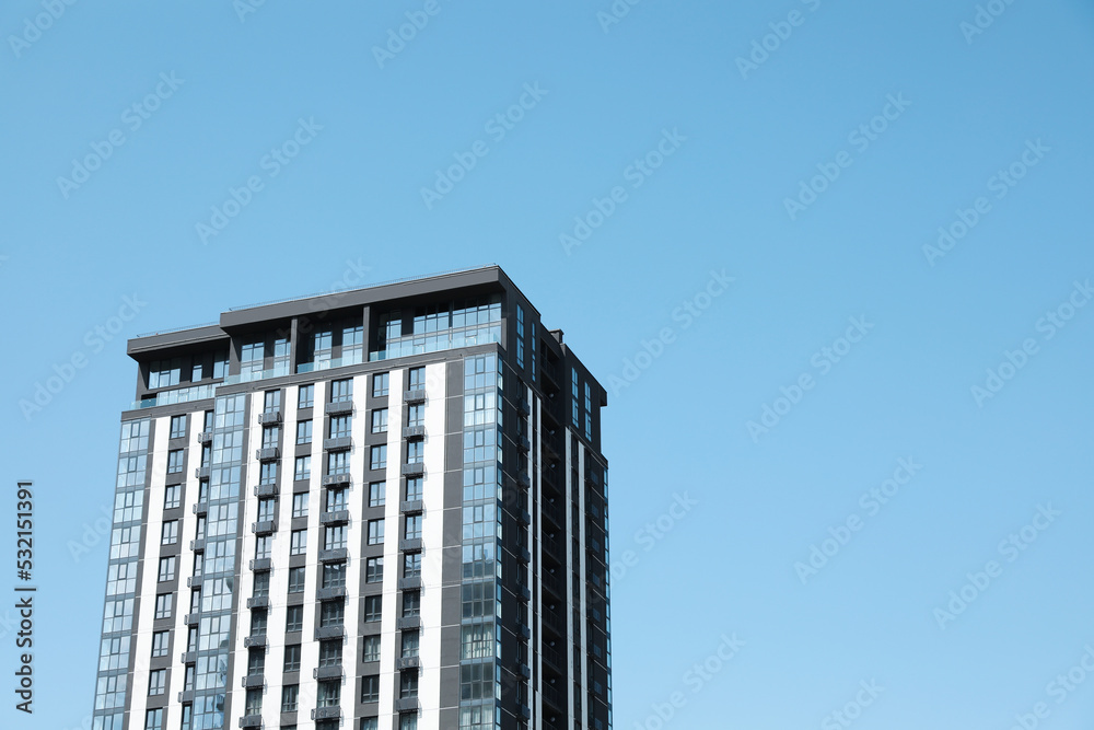 Beautiful view of modern building on sunny day Beautiful view of modern building on sunny day
