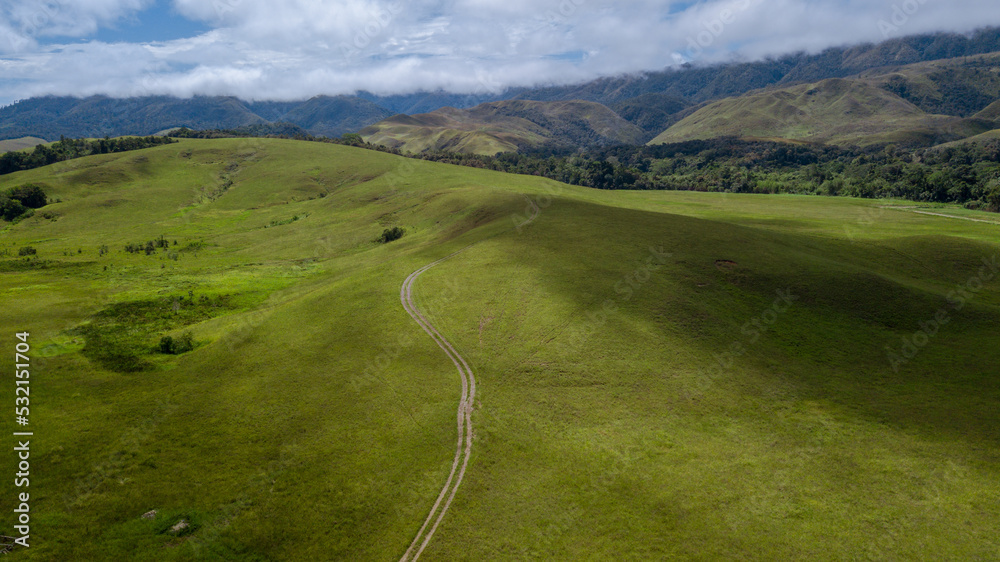 Trans Papua Road in Savanna Kebar, Tambrauw Regency, West Papua Province