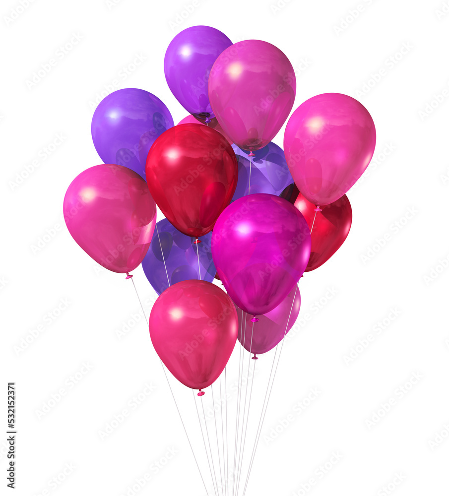 Pink air balloons on a transparent background Pink air balloons on a transparent background