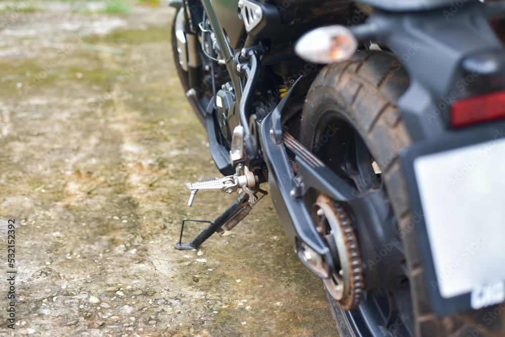 Fototapeta premium Biker with motobilk on nature background.