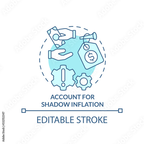 Account for shadow inflation turquoise concept icon. Consumers deal with inflation abstract idea thin line illustration. Isolated outline drawing. Editable stroke. Arial, Myriad Pro-Bold fonts used