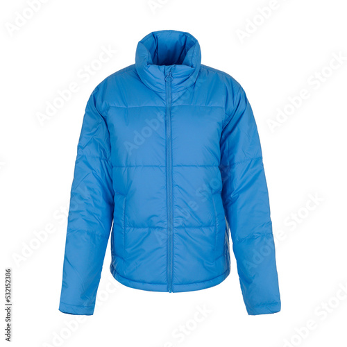 Women's blue winter jacket with zipper photo