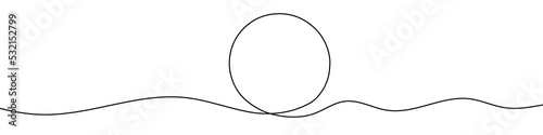 Continuous line drawing of round frame. One line icon of frame. One line drawing background. Vector illustration. Abstract background