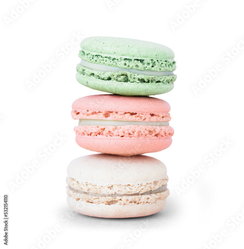 Macaroons with transparent background and shadow photo