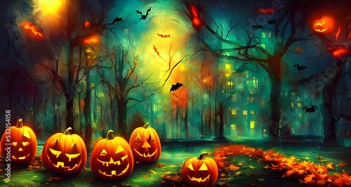 Halloween Art Colorful Dynamic Beautiful Lighting © BitBot