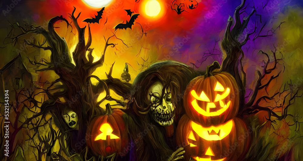 Halloween Art Colorful Dynamic Beautiful Lighting Halloween Art Colorful Dynamic Beautiful Lighting