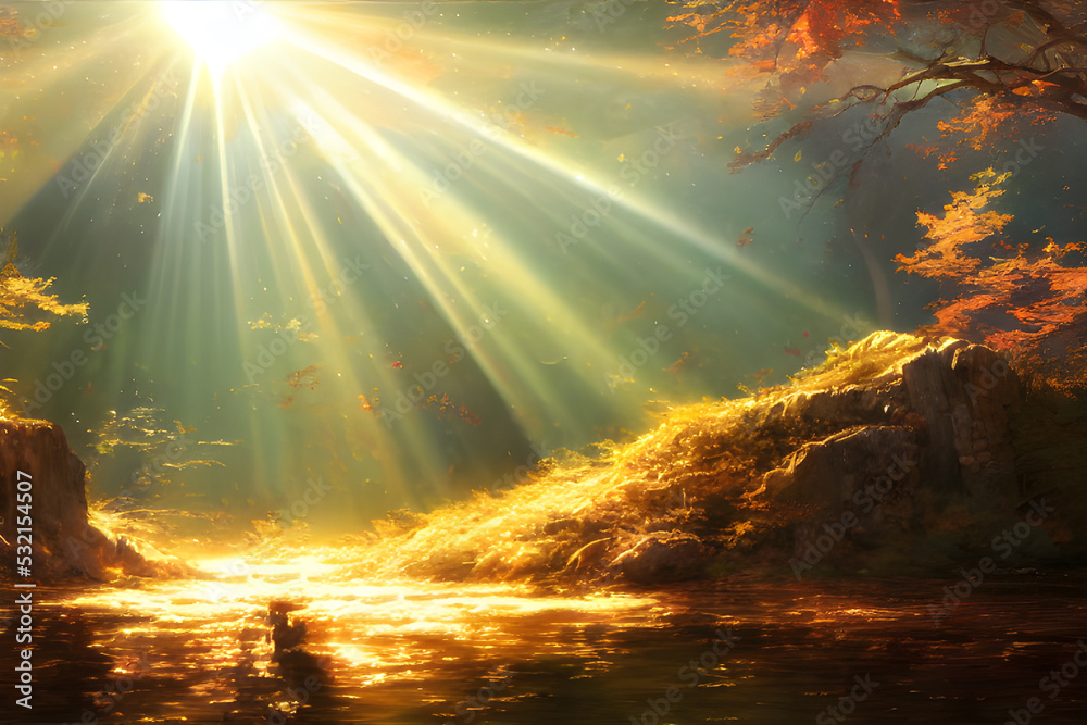 Sunlight in an autumn forest. Sunlight in an autumn forest.
