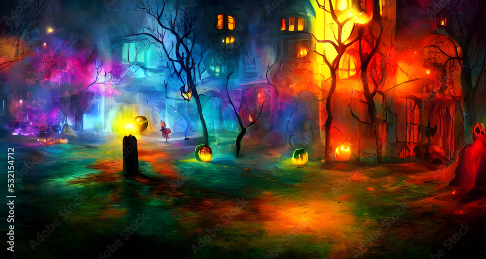 Halloween Art Colorful Dynamic Beautiful Lighting