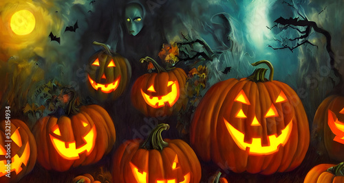 Obraz na płótnie Halloween Art Colorful Dynamic Beautiful Lighting w salonie