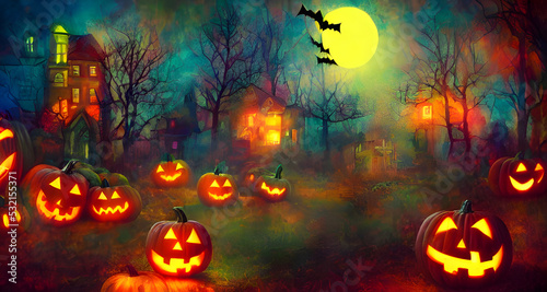 Halloween Art Colorful Dynamic Beautiful Lighting © BitBot