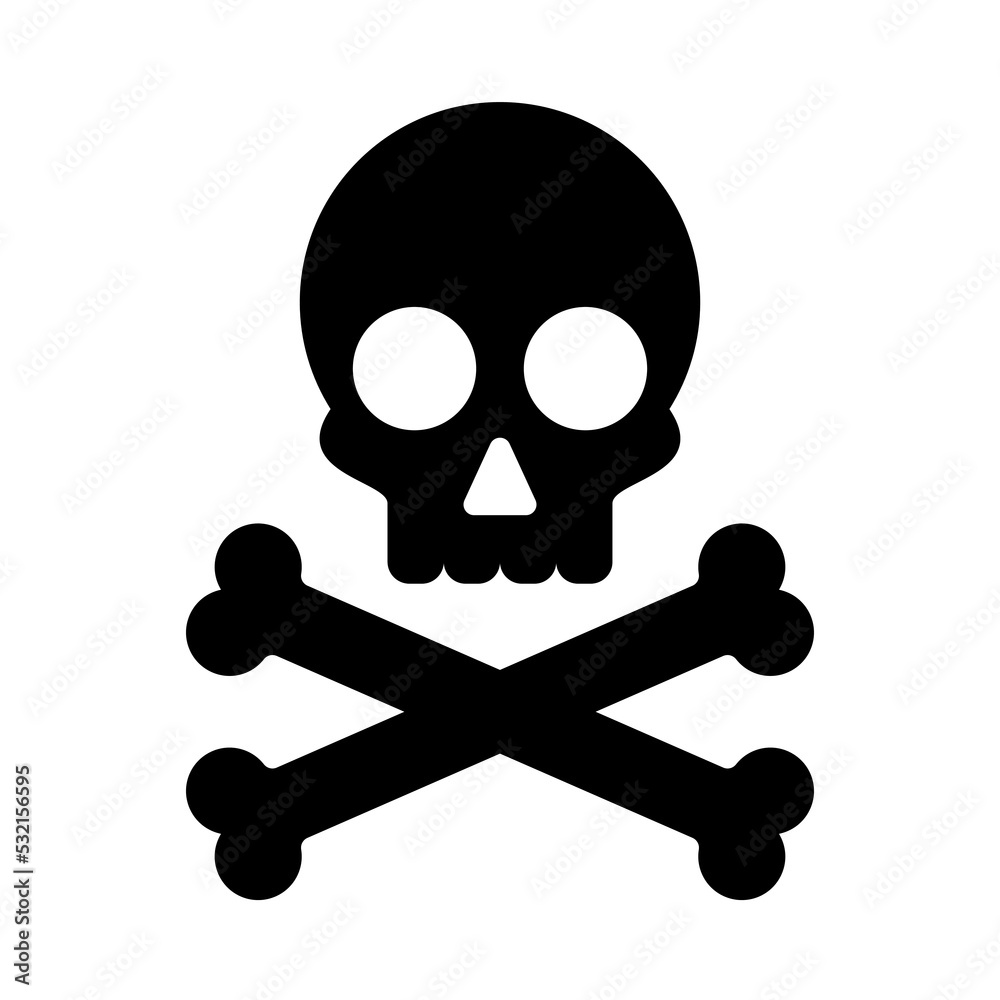 skull and cross bones logo icon flat vector illustration clipart
