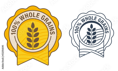 100 percent Whole Grains, badge in seal shape