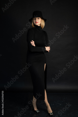 Woman portrait in black hat