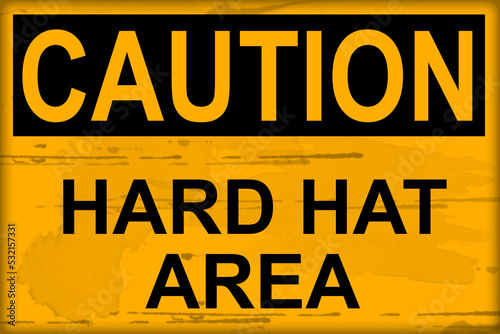 Hard hat area caution sign