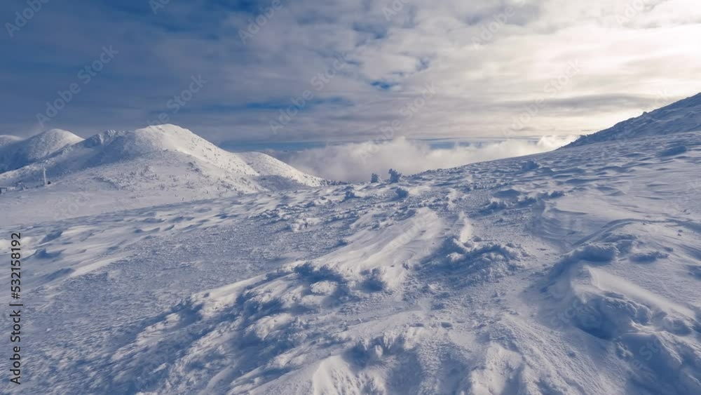 Magic beauty of frozen winter mountains nature in cold morning blue landscape travel background Magic beauty of frozen winter mountains nature in cold morning blue landscape travel background