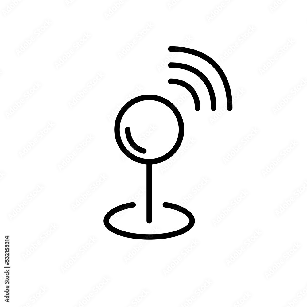 Pinpoint with radio waves. Sharing location. Pixel perfect, editable stroke icon Pinpoint with radio waves. Sharing location. Pixel perfect, editable stroke icon