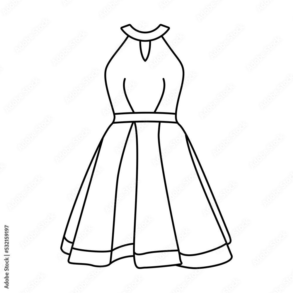 Women dress icon. Black linear dress icon. Vector illustration. Female fashion concept Women dress icon. Black linear dress icon. Vector illustration. Female fashion concept