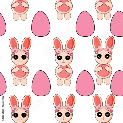 Vector seamless pattern with bunnies for Easter