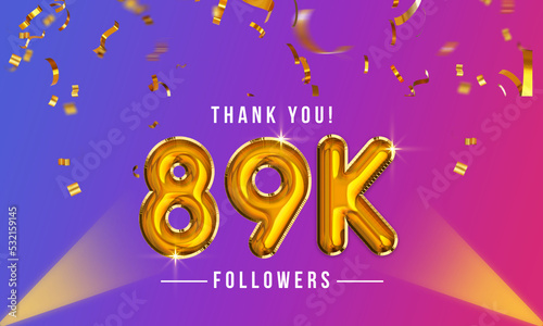 Thank you, 89k or eighty-nine thousand followers celebration design, Social Network friends, followers celebration background