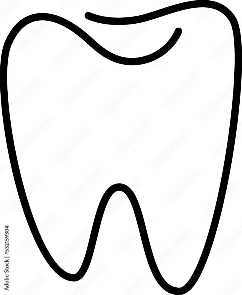 Tooth logo icon for dentist or stomatology dental care design template. Vector isolated black line contour symbol for dentistry clinic or medical center and toothpaste package Tooth logo icon for dentist or stomatology dental care design template. Vector isolated black line contour symbol for dentistry clinic or medical center and toothpaste package