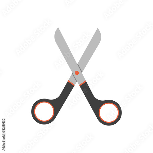 School scissors icon in flat style. School supplies sign, education element vector illustration.