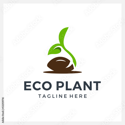 green life eco plant logo design concept