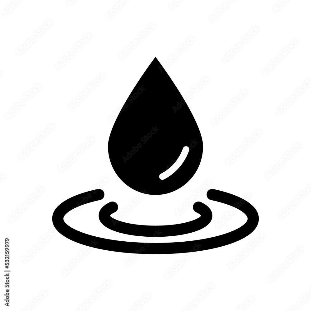 Water Drop Silhouette Icon. Water Droplet and Splash Black Icon. Vector Isolated Illustration