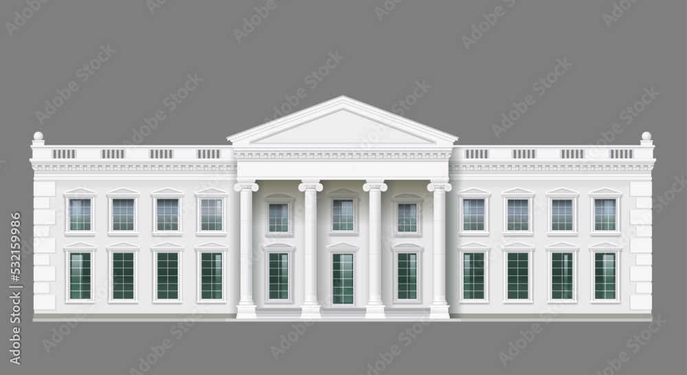 Facade of a classical palace white building