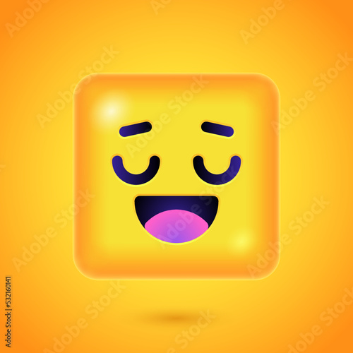 Square Emoticon. Yellow Emoji faces emoticon smile, digital smiley expression emotion feelings, chat cartoon emotes. Vector illustration icons
