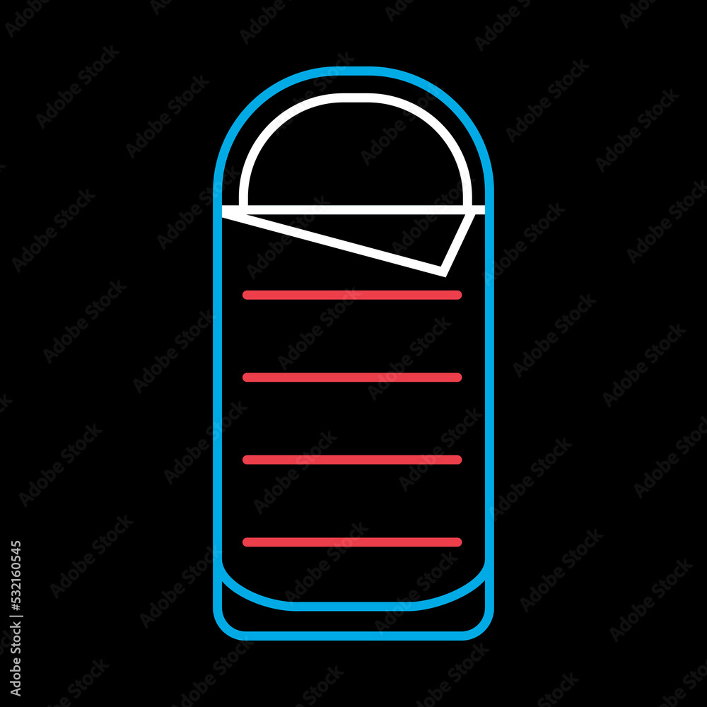 Camping sleeping bag vector icon. Camping sign Camping sleeping bag vector icon. Camping sign