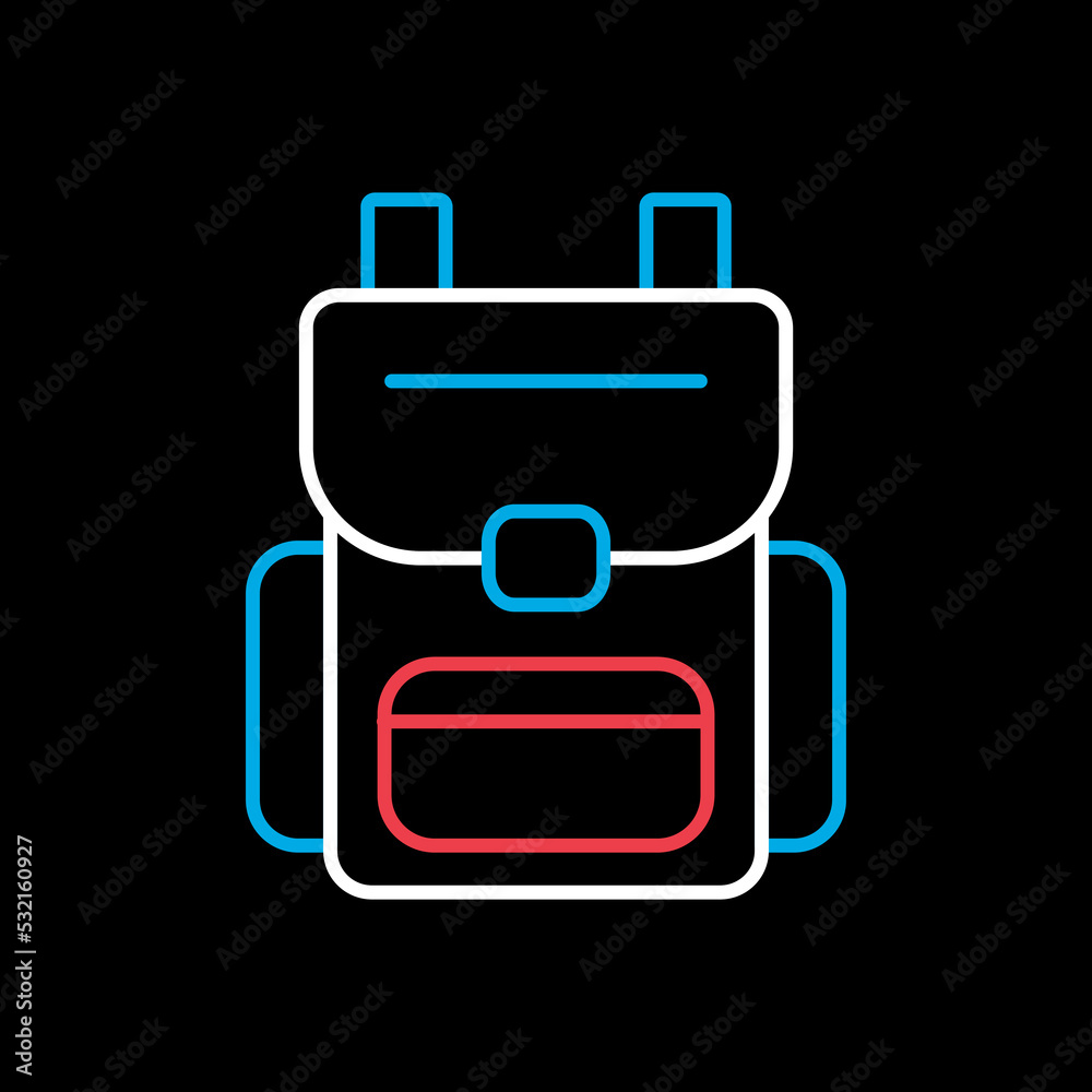 Camping backpack vector icon. Camping sign Camping backpack vector icon. Camping sign