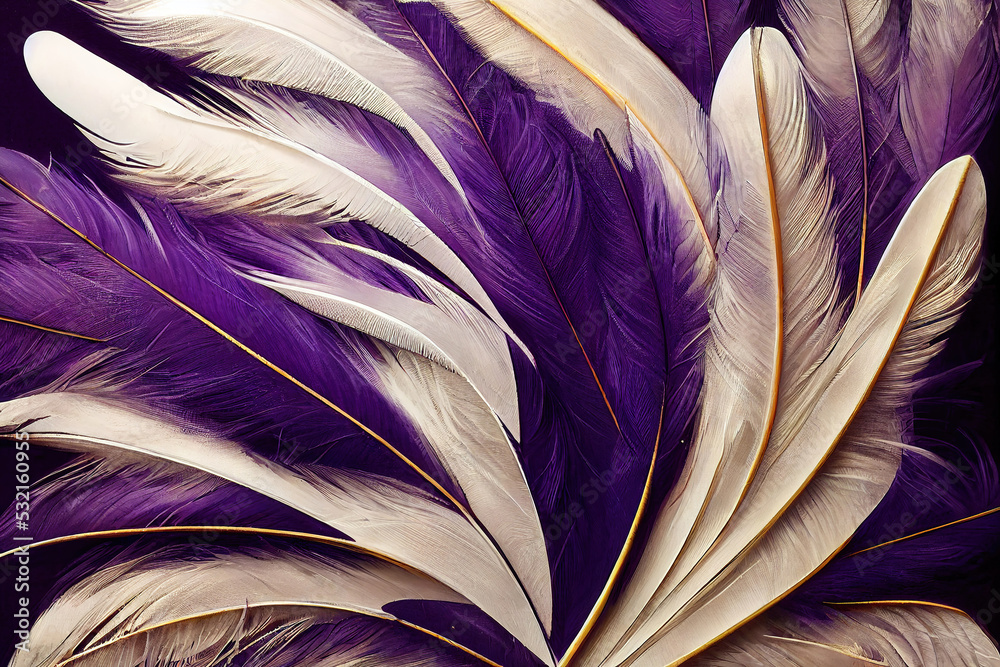 Fototapeta premium Abstract feathers background, feather texture wallpaper, 3d render, 3d illustration