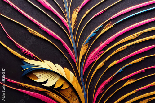 Wallpaper Mural Abstract feathers background, feather texture wallpaper, 3d render, 3d illustration Torontodigital.ca
