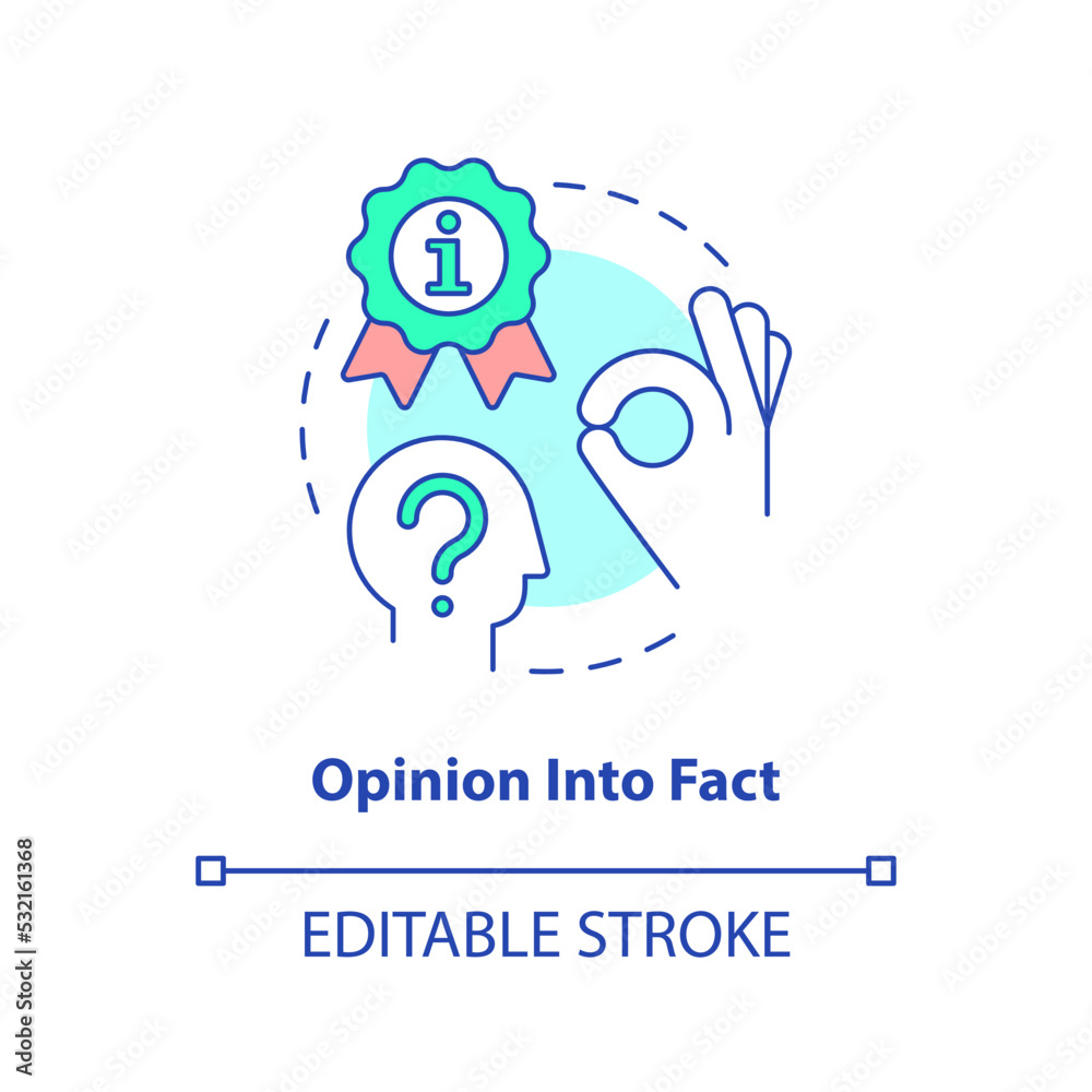 Obraz premium Opinion into fact concept icon. Experience research. Advantage of case study abstract idea thin line illustration. Isolated outline drawing. Editable stroke. Arial, Myriad Pro-Bold fonts used
