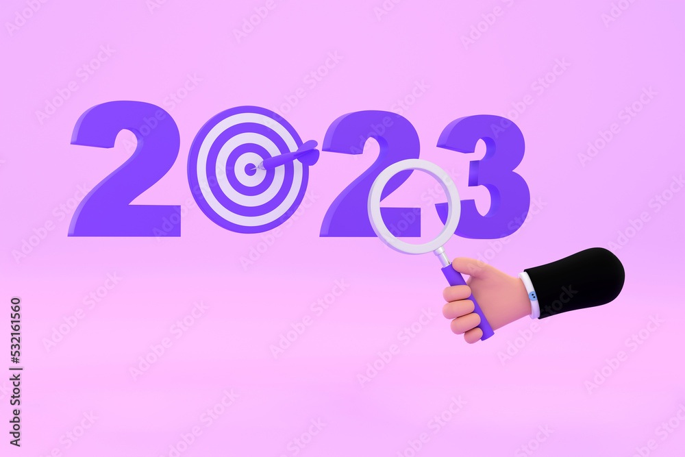 Target dart and magnifier glass for focus business new year 2023. Target dart and magnifier glass for focus business new year 2023.