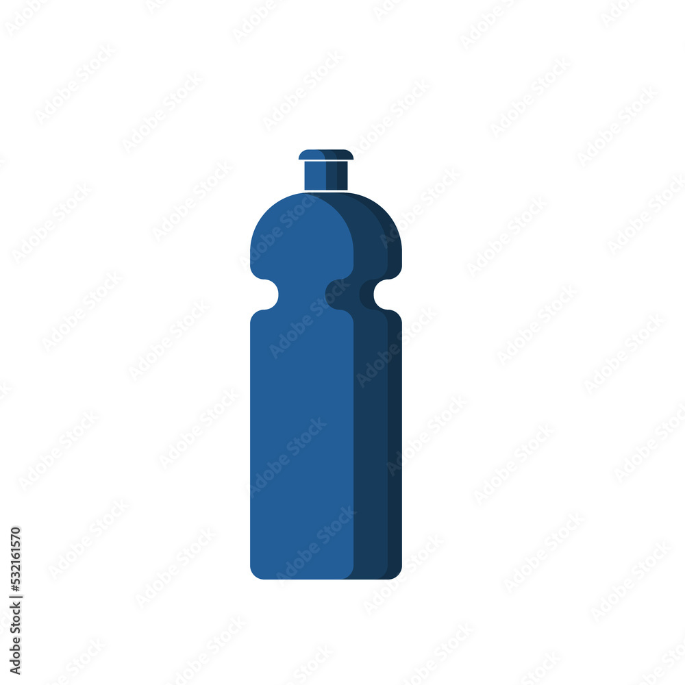 Plastic blue bottle for sport or cycling, training, running. Vector icon. Vector illustration Plastic blue bottle for sport or cycling, training, running. Vector icon. Vector illustration