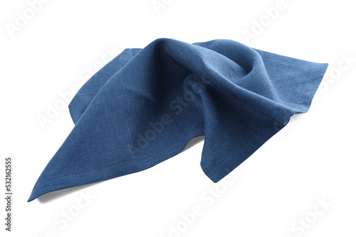 One blue kitchen napkin isolated on white