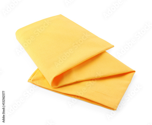 New clean yellow cloth napkin isolated on white