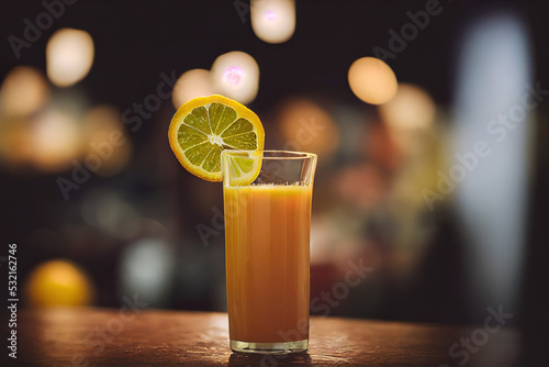 Glass of fresh orange juice, 3d render, 3d illustration