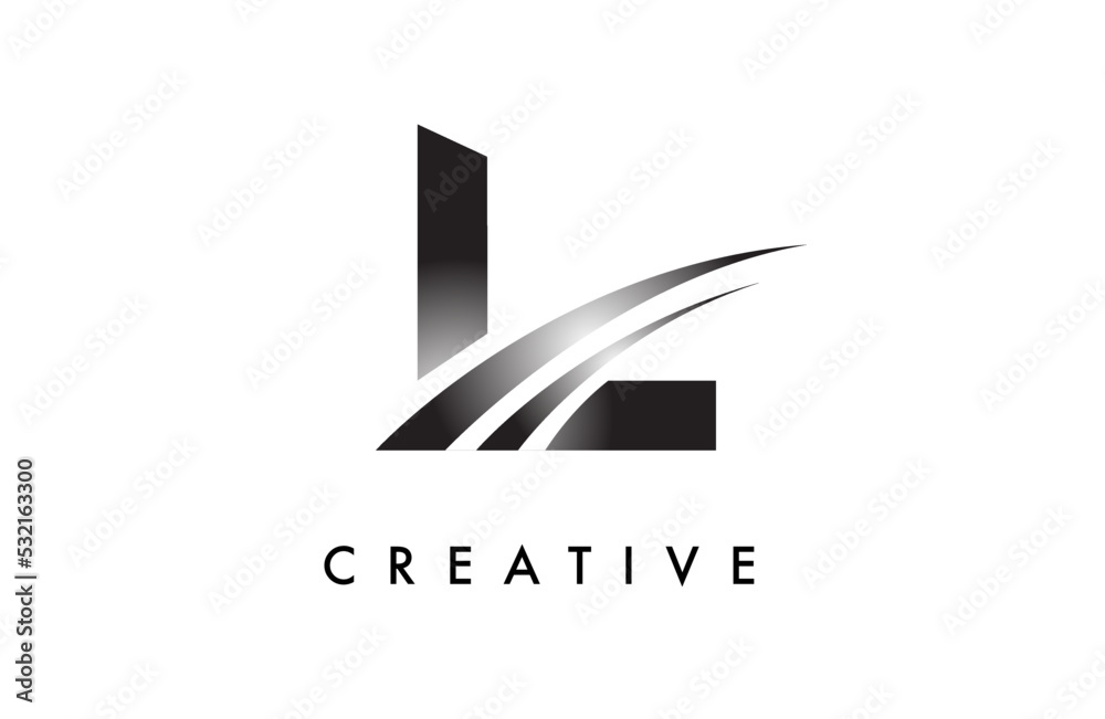 Letter L Logo Design Vector with Curved Swoosh Lines and Creative Look Letter L Logo Design Vector with Curved Swoosh Lines and Creative Look